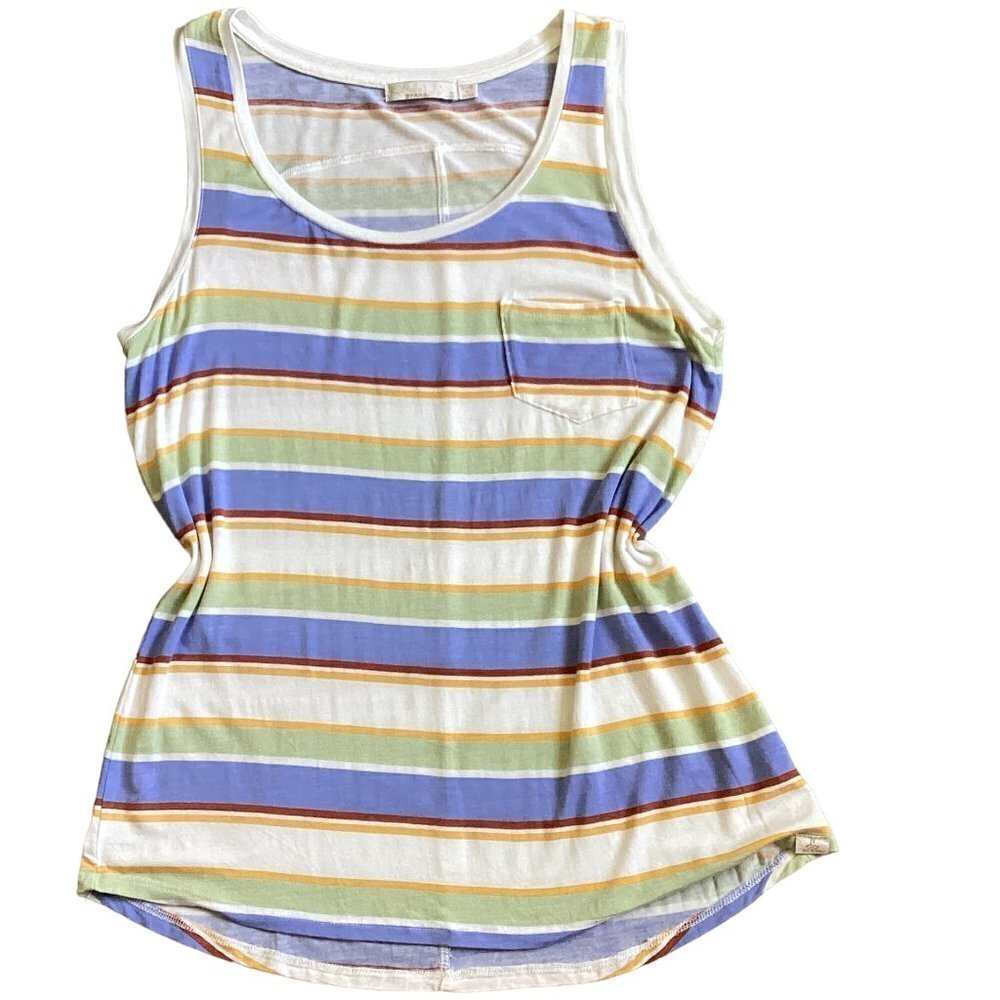 PrAna Foundation Scoop Neck Tank "Morning Glory Stripe" Sz S #106P